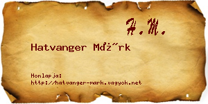 Hatvanger Márk névjegykártya